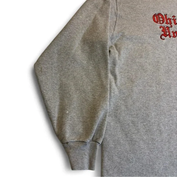 VTG Champion Ohio State University Sweatshirt Large Gray Distressed Spellout - Picture 5 of 8